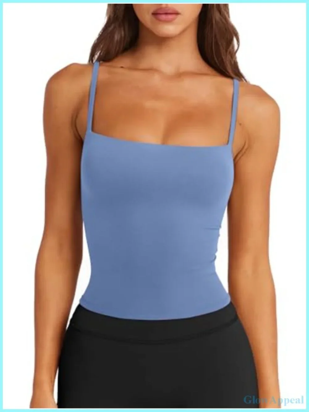 Square Neck Padded Sports Bra Sleeveless Workout Tank Top